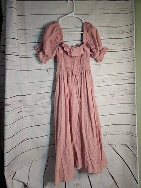 March style long dress, by Ray Yepisosa, rose color, tight elastic neckline